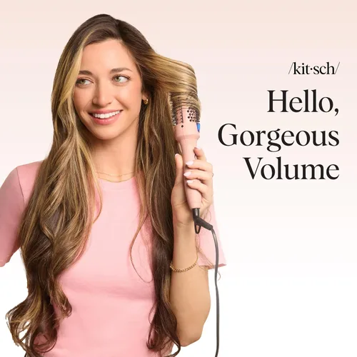 Vista 13 de Kitsch Cepillo Térmico – Cepillo Redondo para Look de Peinado – Cepillo de Cabello con Barril de Cerámica de 1.5"/38 mm y Herramienta de Peinado