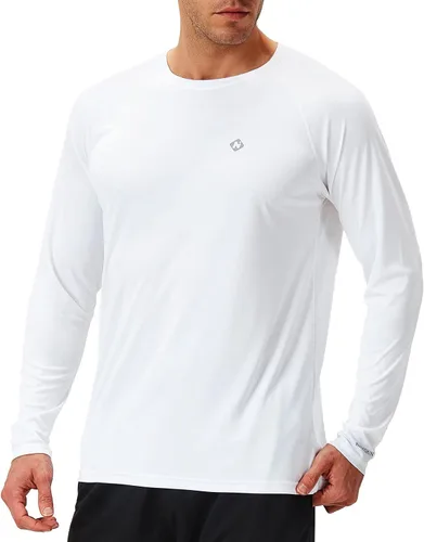Vista 2 de NAVISKIN - Camisas de protección contra erupciones para hombre, camisetas de natación FPU 50+ con protección solar ultravioleta, de manga larga