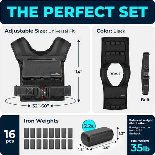 Vista 4 de Weighted Vest Adjustable for Men and Women – Workout Weight Training Vest for Fitness, Running, Strength, Exercise & Cross Training
