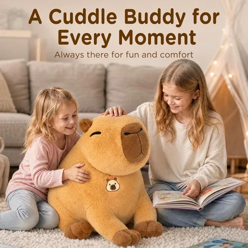 Vista 5 de IKASA 23.5" Giant Capybara Stuffed Animal, Super Soft, Zipper-Free Plush