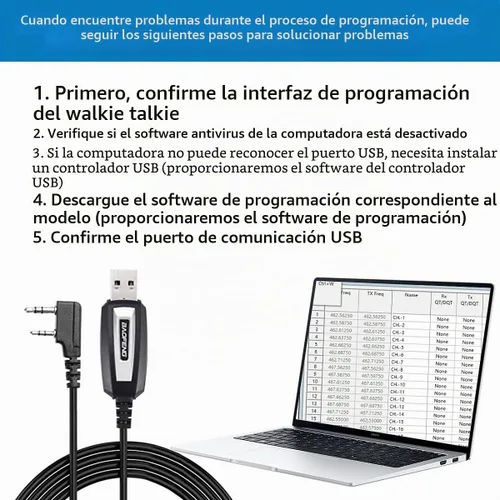 Vista 6 de Cable de programación USB BAOFENG con chip CH340, compatible con UV-5R Mini, BF-F8HP Pro, 5RM, UV-32, DM32, K5PLUS, GMRS, GM-15PRO, UV-5G Plus