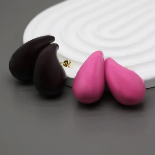 Vista 6 de 2 pares de aretes de gota de agua gruesos dorados y plateados, ligeros, huecos, aretes de aro de lágrima, regalo de joyería de moda para mujeres