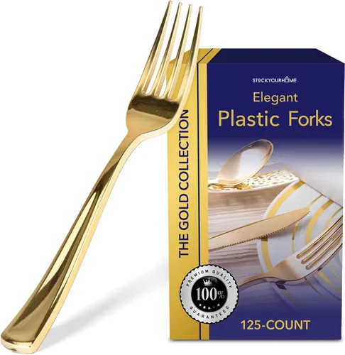 Vista 3 de Stock Your Home 125 cuchillos desechables de plástico resistente, cubiertos de plástico elegantes que parecen cubiertos reales, utensilios perfectos