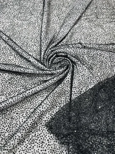 Vista 4 de New Creations Fabric & Foam Inc, brillo de tela con purpurina de tul grueso/brillo de tul para vestidos/tela de purpurina de malla/tela de Negro