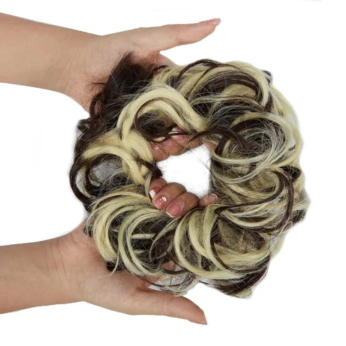 Vista 19 de OMGREAT Extensiones de cabello de moño desordenado, rizado, ondulado, recogido, sintético, para coleta, accesorios para el cabello para mujeres