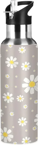 Vista 7 de Daisy - Botella de agua con tapa de popote de 22 onzas, botellas de agua de acero inoxidable aisladas al vacío, botella de agua a prueba de fugas A01