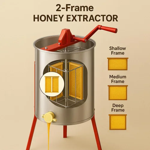 Vista 3 de GOODLAND BEE SUPPLY Hardin Professional - Extractor de miel manual de 2 marcos, metálico