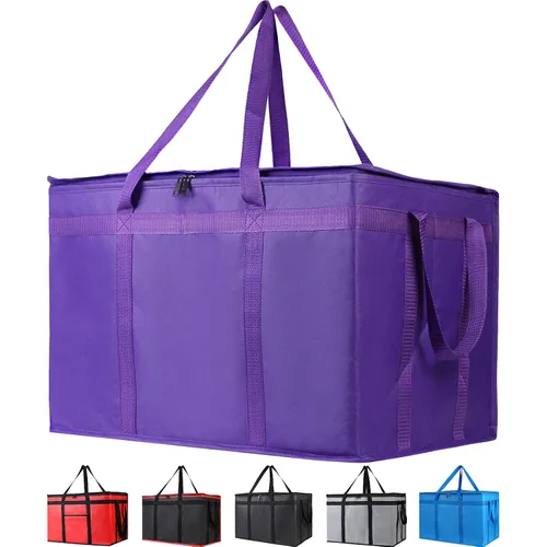 Vista 27 de Bodaon Bolsa de entrega de pizza aislada, 20" x 20" x 8" bolsas calentadoras de pizza para mantener caliente, bolsa aislada para entrega de Negro