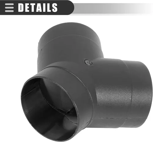 Vista 6 de Motoforti Tubo de conducto de aire para calentador de coche universal de 3 vías, conector de salida en forma de Y, 75 mm, plástico, negro