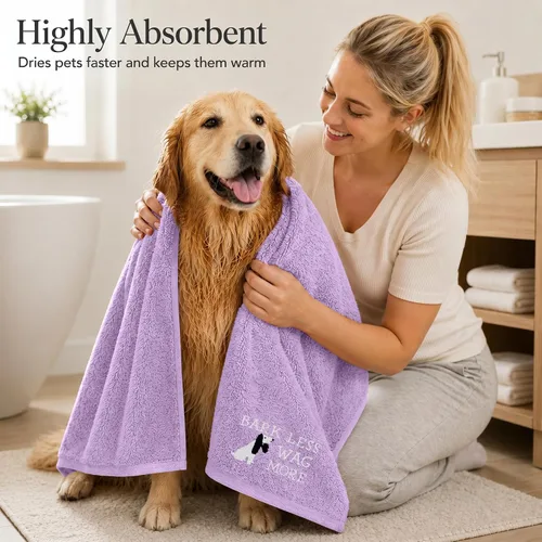 Vista 8 de DAN RIVER Paquete de 1 toalla para perro, 100% algodón, 20 x 40, ultra suave de 450 GSM, toalla súper absorbente y de secado rápido para perros