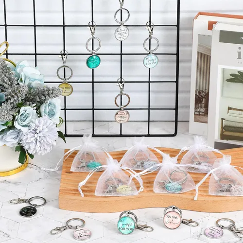 Vista 7 de Sasylvia Llavero de agradecimiento para empleados, con bolsa de organza, diseño de mármol, llavero inspirador para personal, profesor, enfermera