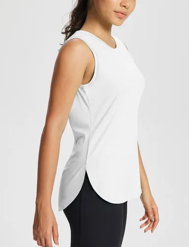 Vista 3 de BALEAF Camiseta sin mangas de entrenamiento para mujer, atlética, tenis, ejercicio, correr, con abertura lateral