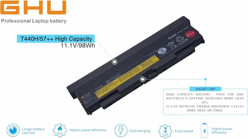 Vista 7 de GHU 57++ - Batería de 9 celdas de 98 Wh de repuesto para Lenovo ThinkPad T440p T540p W540 W541 T450p L440 L540, compatible con 0C52864 45N1152