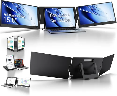 Vista 10 de KYY Extensor de pantalla para computadora portátil, 15.6 '' Quad Monitor Gris