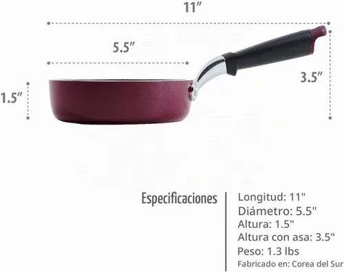 Vista 4 de TECHEF - Sartén de huevo de 5.5 pulgadas, recubierta con revestimiento antiadherente de teflón (sin PFOA), fabricada en Corea (5.5 pulgadas)