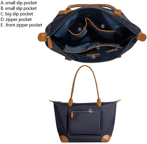 Vista 7 de DORIS&JACKY Bolso Tote de Diseñador para Mujeres Grande Ligero de Cuero Nylon Bolso de Hombro para Trabajo y Cartera de Viaje Plegable Large