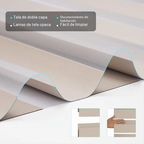 Vista 4 de Persianas de cebra personalizadas con cordón, persianas enrollables de cebra con bloqueo de luz (85%) con cordón, persianas enrollables de cebra