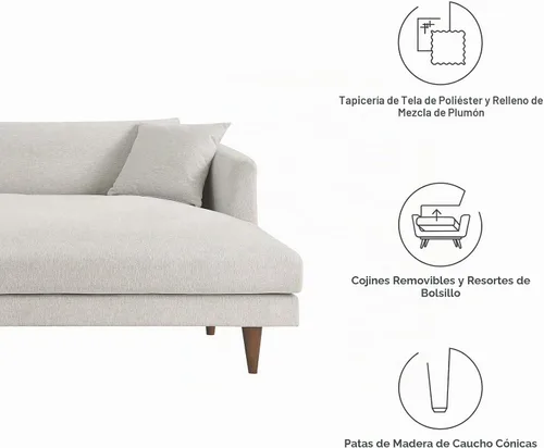 Vista 5 de Modway Sofás Zoya, tejido jaspeado marfil