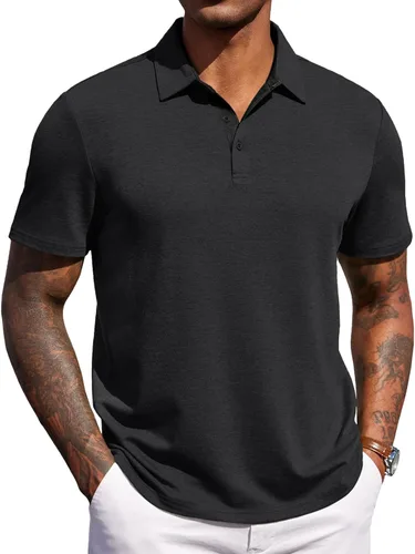 Vista 14 de COOFANDY Camisas polo de manga corta para hombre, estilo casual, de verano, cuello clásico, para golf
