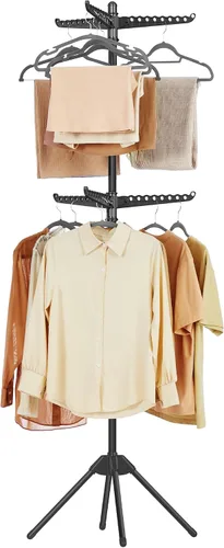 Vista 17 de SONGMICS Tendedero de secado de ropa, 61.6 pulgadas, 3 brazos giratorios Negro