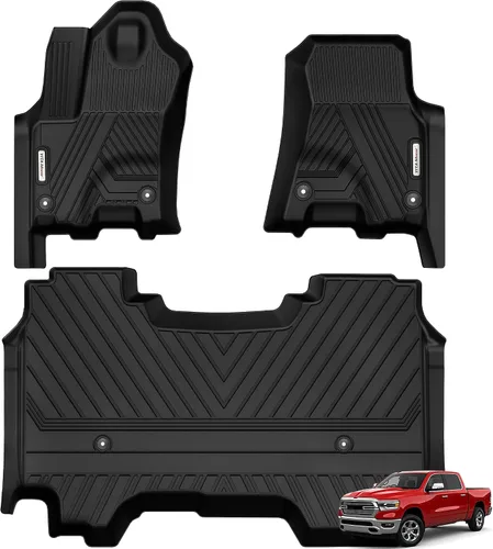Vista 12 de YITAMOTOR Alfombrillas de Piso Compatibles con Dodge Ram 1500/2500/3500 Crew Cab 2013-2018, Ram 1500 Classic Crew Cab 2019-2024, 1ª y 2ª Fila