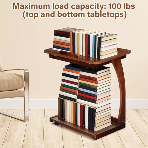 Vista 7 de Redriver 24" C Shaped Side Table, Wooden C-Shaped End Table Natural