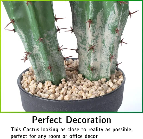 Vista 4 de Cactus artificial grande de 25 pulgadas para decoración del hogar, jardín, oficina, tienda