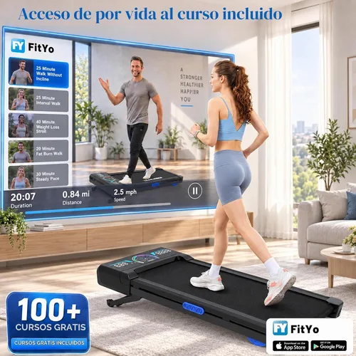 Vista 3 de Caminadora 12% de inclinación automática, caminadora debajo del escritorio Azul