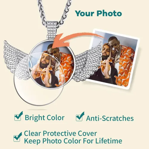 Vista 4 de Supcare - Collar con foto o etiqueta de perro para hombres, colgante de foto conmemorativo personalizado para mujeres y hombres