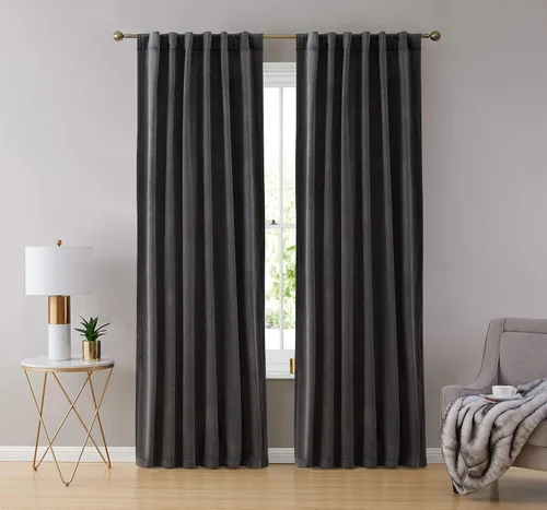 Vista 6 de HLC.ME Lopez - Paneles de cortinas de terciopelo con pestaña trasera y bolsillo para cortinero, para dormitorio y sala de estar, juego de 2 paneles