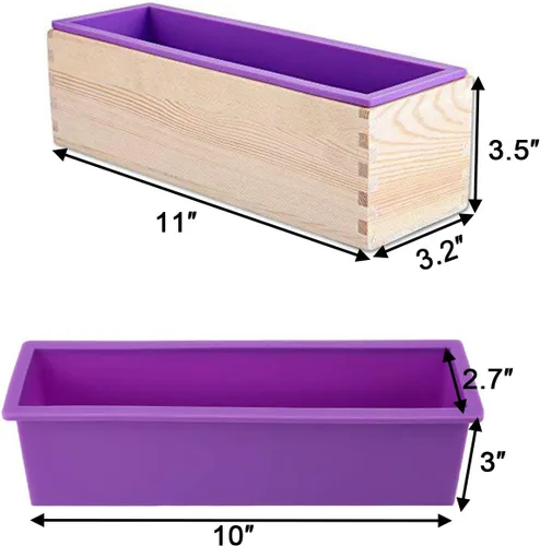 Vista 4 de Ogrmar Molde rectangular flexible de silicona para jabón, herramienta DIY para hacer jabón o pasteles 42 oz
