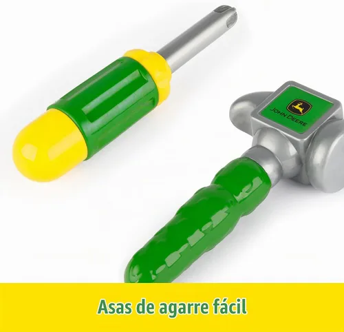 Vista 4 de John Deere Deluxe - Cinturón de herramientas parlante de lujo - Juego de 7 piezas de herramientas para niños - Juguetes de construcción interactivos