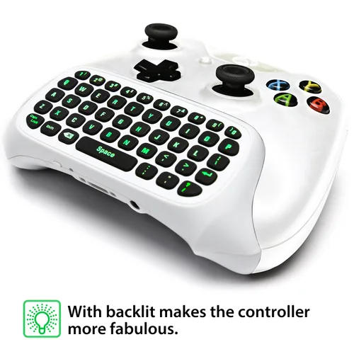 Vista 5 de MoKo Green Backlight Keyboard for Xbox One Controller, Xbox Series XS, Wireless Gaming Chatpad Keypad with USB Receiver&3.5mm Audio Jack, Xbox