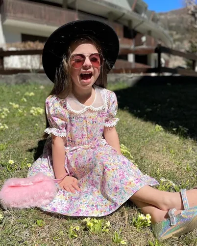 Vista 3 de Vestido de manga abombada floral para niñas de 6 a 12 años