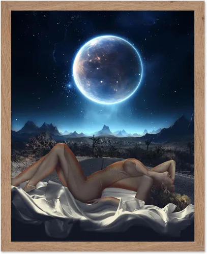 Vista 13 de Monem Art Póster de Alienígena - Impresión Retro de Chica Pin-Up - Arte de Nave Espacial - Arte de Collage - Arte OVNI - Arte Psicodélico - Arte