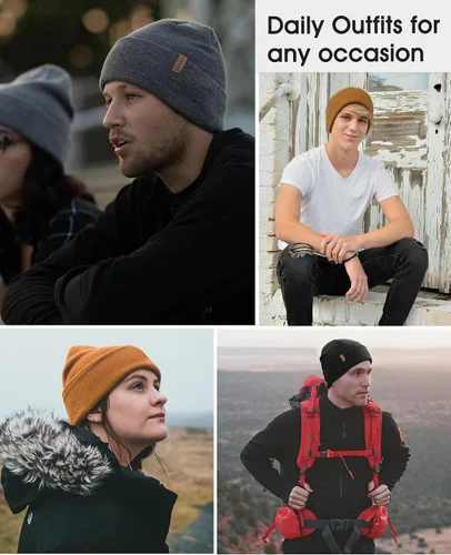 Vista 6 de FURTALK Gorro para hombre y mujer, con puños, grueso, unisex, gorro de invierno