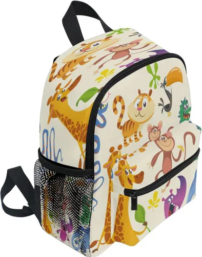 Vista 2 de Mochila infantil para niños y niñas de 3 a 6 años, diseño de cocodrilo, cocodrilo, jirafa, mono, elefante, serpiente, mochila infantil para niños