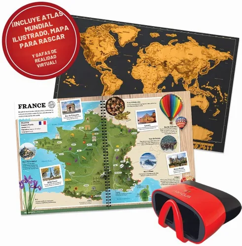 Vista 3 de Abacus Brands Caja de regalo del Atlas Mundial de Realidad Virtual - Atlas VR interactivo ilustrado y juego de actividades de aprendizaje STEM