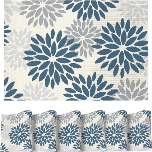 Vista 13 de Artoid Mode - Juego de 4 manteles individuales de vinilo con diseño floral, resistentes al calor, lavables, antideslizantes, de PVC, para decoración