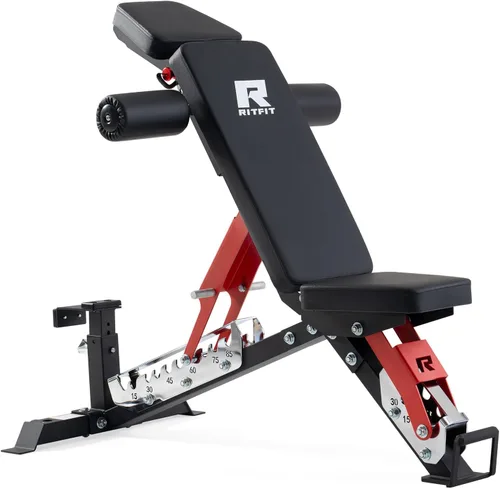Vista 12 de RitFit Banco de pesas ajustable y plegable para gimnasio en casa, levantamiento de pesas y entrenamiento de fuerza, póster de entrenamiento