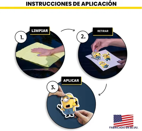 Vista 6 de Calcomanías de Minions de Despicable Me - Juego de 3 calcomanías Stuart para botella de agua de coche, bicicleta, casco, laptop, monopatín