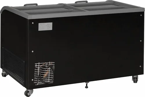 Vista 2 de PEAKCOLD - Congelador comercial de cristal superior, 58 pulgadas de ancho Negro