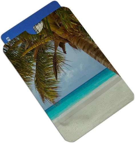 Vista 2 de Juego de 4 fundas para cartera con diseño de palmeras tropicales para playa y océano
