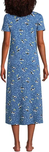 Vista 2 de Lands' End Camisón de manga corta de algodón para mujer