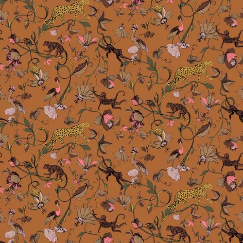 Vista 3 de furn. Papel pintado impreso exótico Wildlings tropical, Sienna