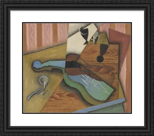 Vista 5 de ArtDirect Gris, Juan 23x20 Black Modern Framed Art Print with Double Matting Titled: Violin on Table