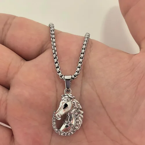 Vista 6 de Qiuseadu Collar de caballo y diadema de herradura película rayo para hombre, cosplay, fiesta de Halloween, Zinc, No es una piedra preciosa