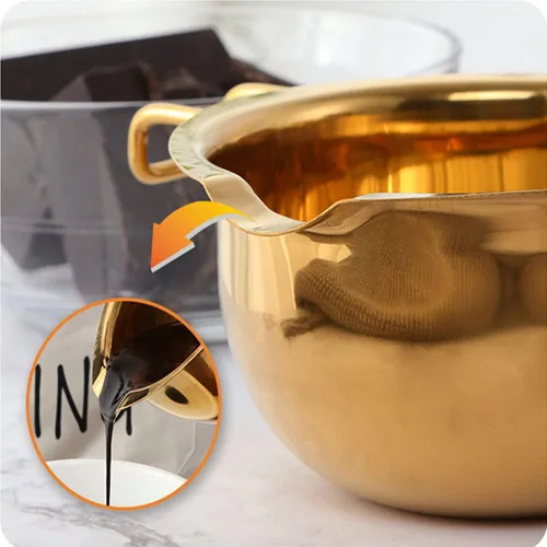 Vista 3 de Buyer Star Olla de acero inoxidable para derretir chocolate, mantequilla, queso, caramelo y jabón (dorado)