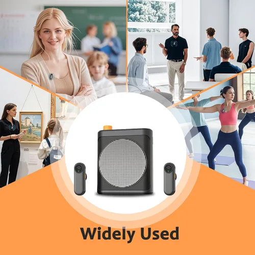Vista 9 de Amplificador de voz Micrófono inalámbrico con Lavalier magnético, amplificador de voz Bluetooth para profesores con 2 micrófonos, micrófono portátil