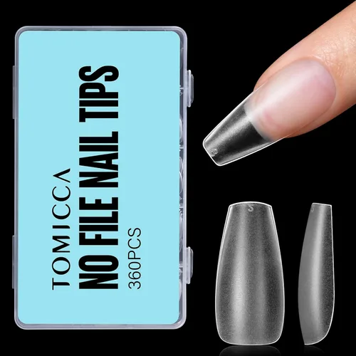Vista 12 de TOMICCA Puntas de uñas extra cortas en forma de ataúd, 240 piezas de uñas postizas acrílicas de cobertura completa para manicura con extensión, 15